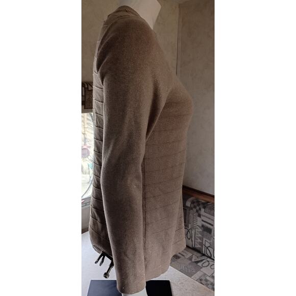 LANE BRYANT Gold Metallic Ribbed Zip Knit Cardigan 14/16 Quietlux Minimalist - Picture 10 of 11